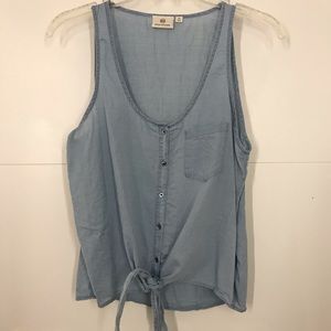 AG front tie chambray tank